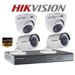 Hikvision Pack Pour Système de Surveillance DVR 4voies Turbo HD +4 Caméras (2 Intérieur+ 2 Extérieur) Résolution : 2Mégapixel/1080p