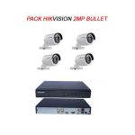 Hikvision Pack de Surveillance DVR 4 Chaine,4 Cameras extérieurs métal. 2MP
